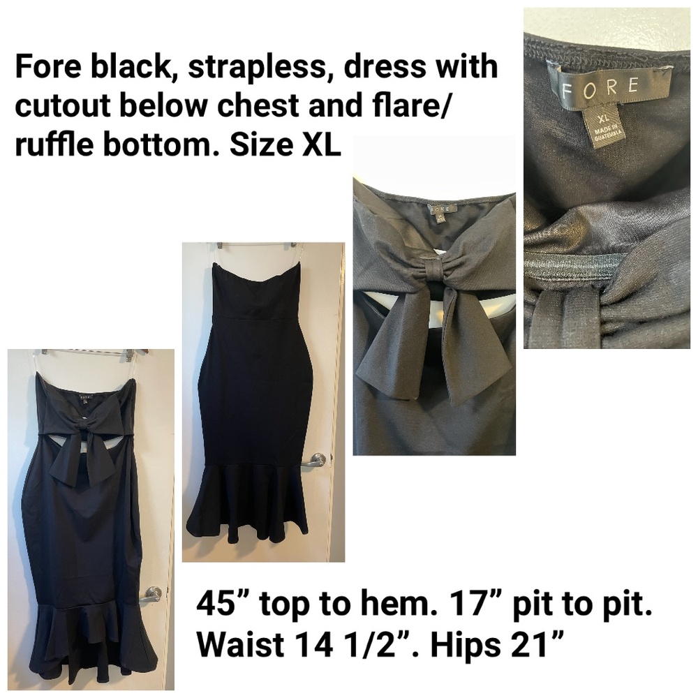 Fore black strapless dress. Size XL